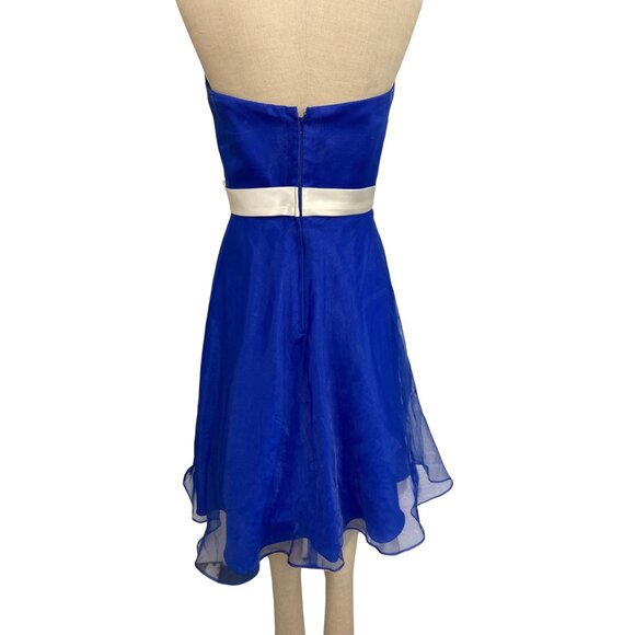 Vintage Alfredo Angelo Strapless Eletric Blue Dress With White Sash Rose Detail - Picture 6 of 8